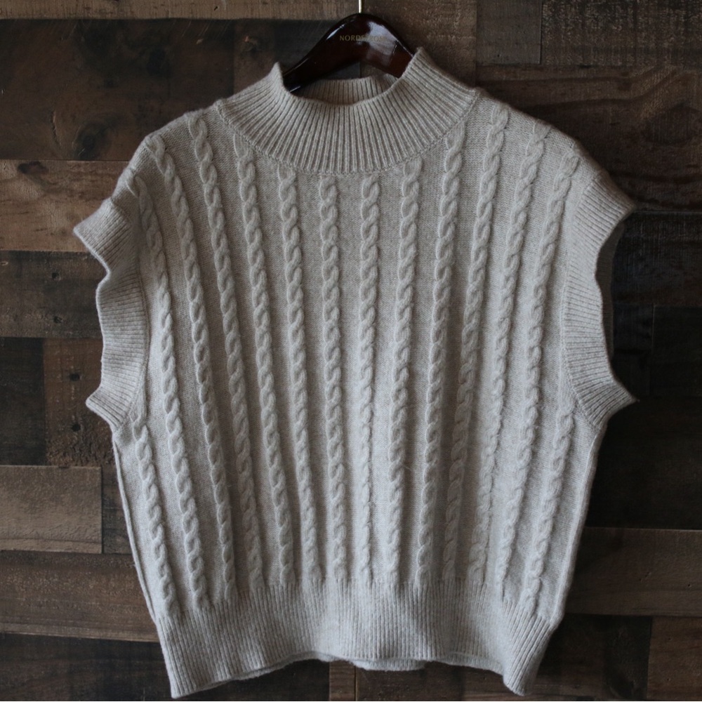 Cream Cable Knit Sweater Vest